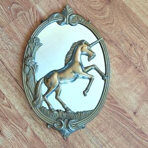 Vintage Solid Brass Unicorn Mirror